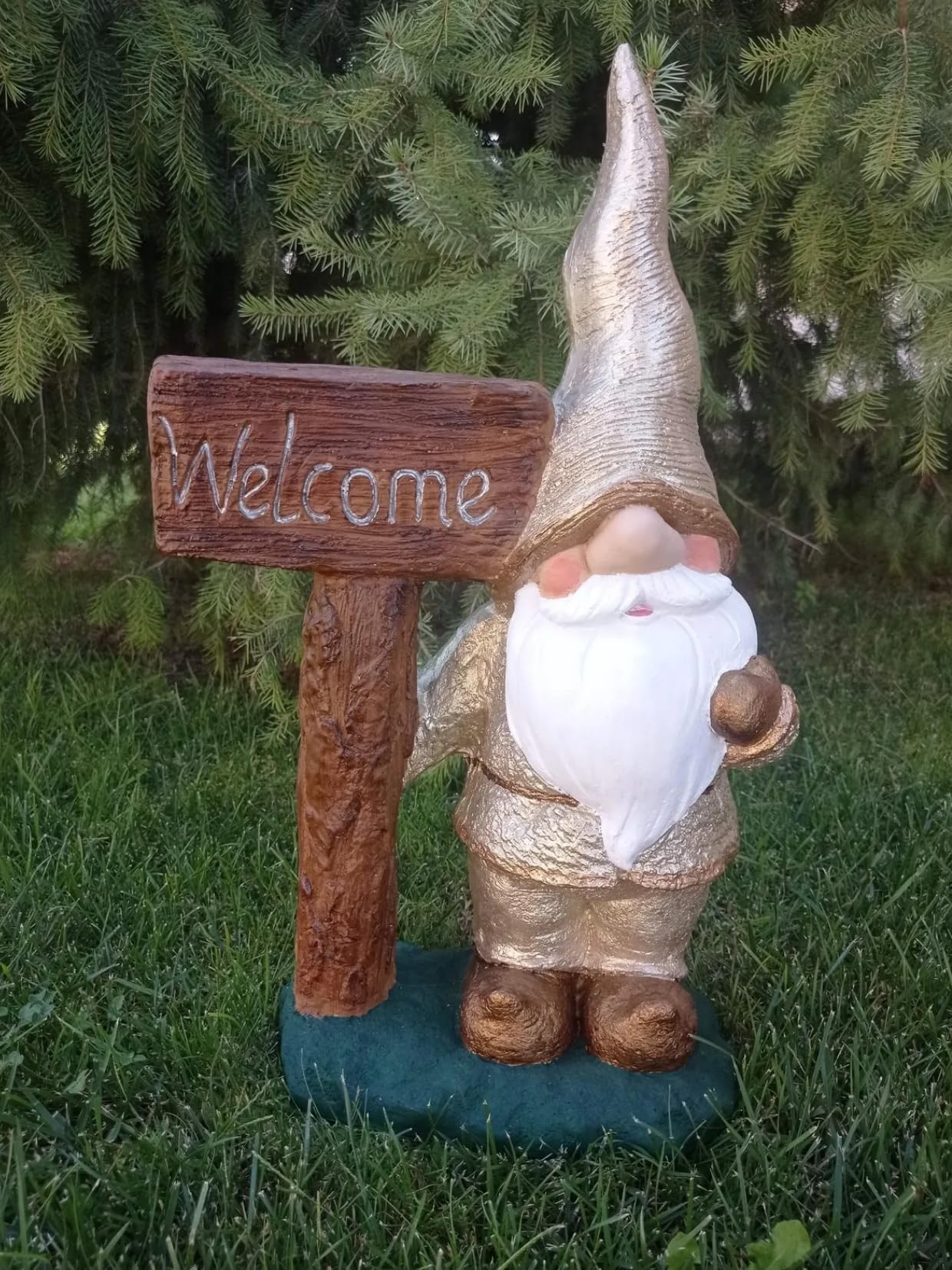 Large Garden Gnome Welcome Sign for Outdoor Decor, Garden Gnome Statue, Welcome Sign Gnome, Porch Welcome Gnome, Cute Gnome Statue