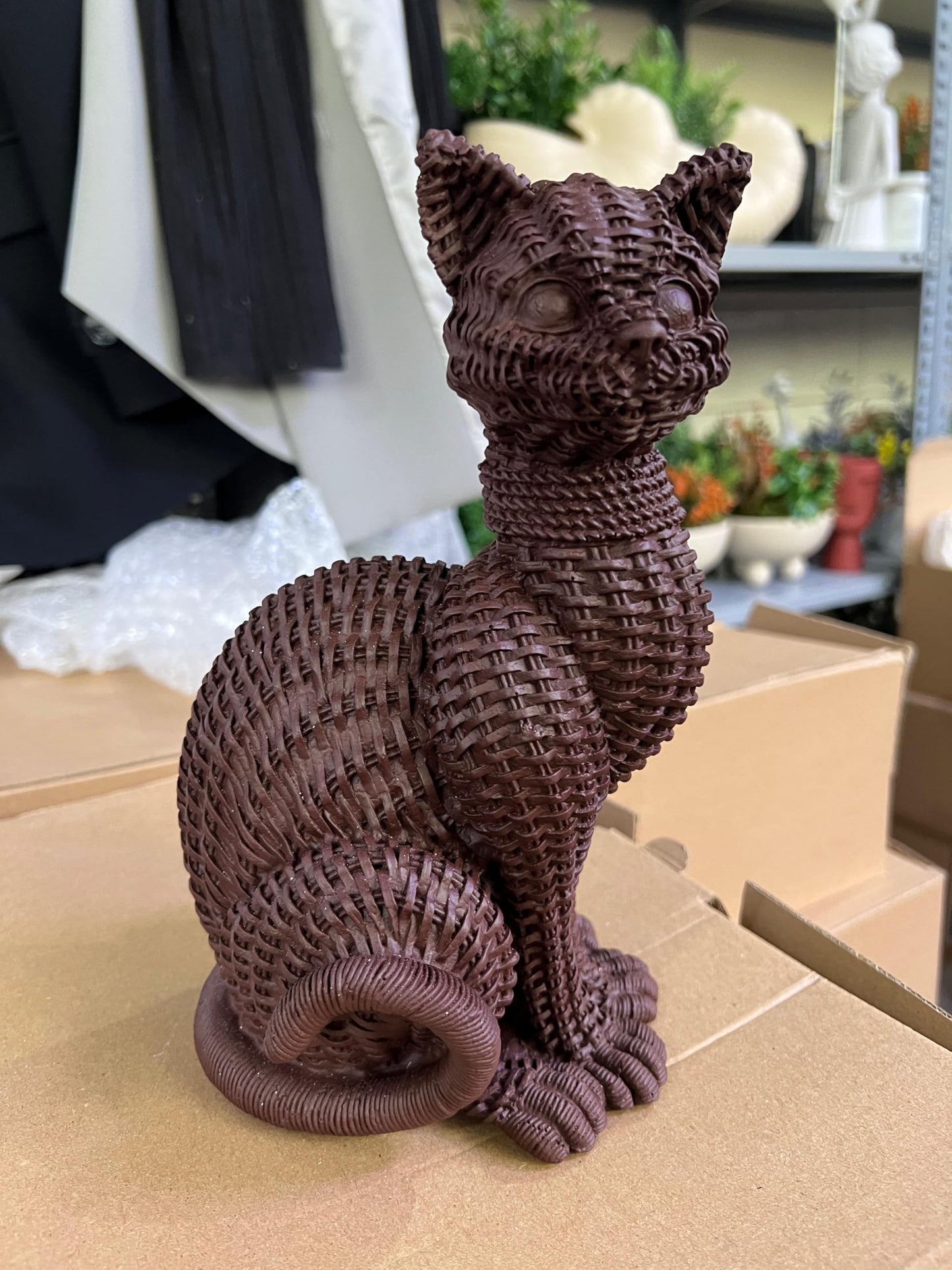 Woven Cat Statue, Handmade Polyester Cat Figurine, Unique Cat Lover Gift, Cat Statue, Woven Cat Sculpture, Cat Lover Home Decor, Cat Decor, Cat Sculpture, Cat Objects