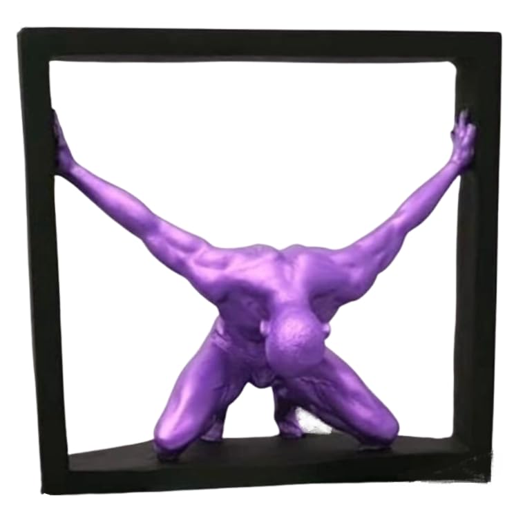 Abstract Man Holding Frame Sculpture, Framed Male Figure Statue, Modern Minimalist Human Sculpture, Abstract Human Sculpture, Human Statue