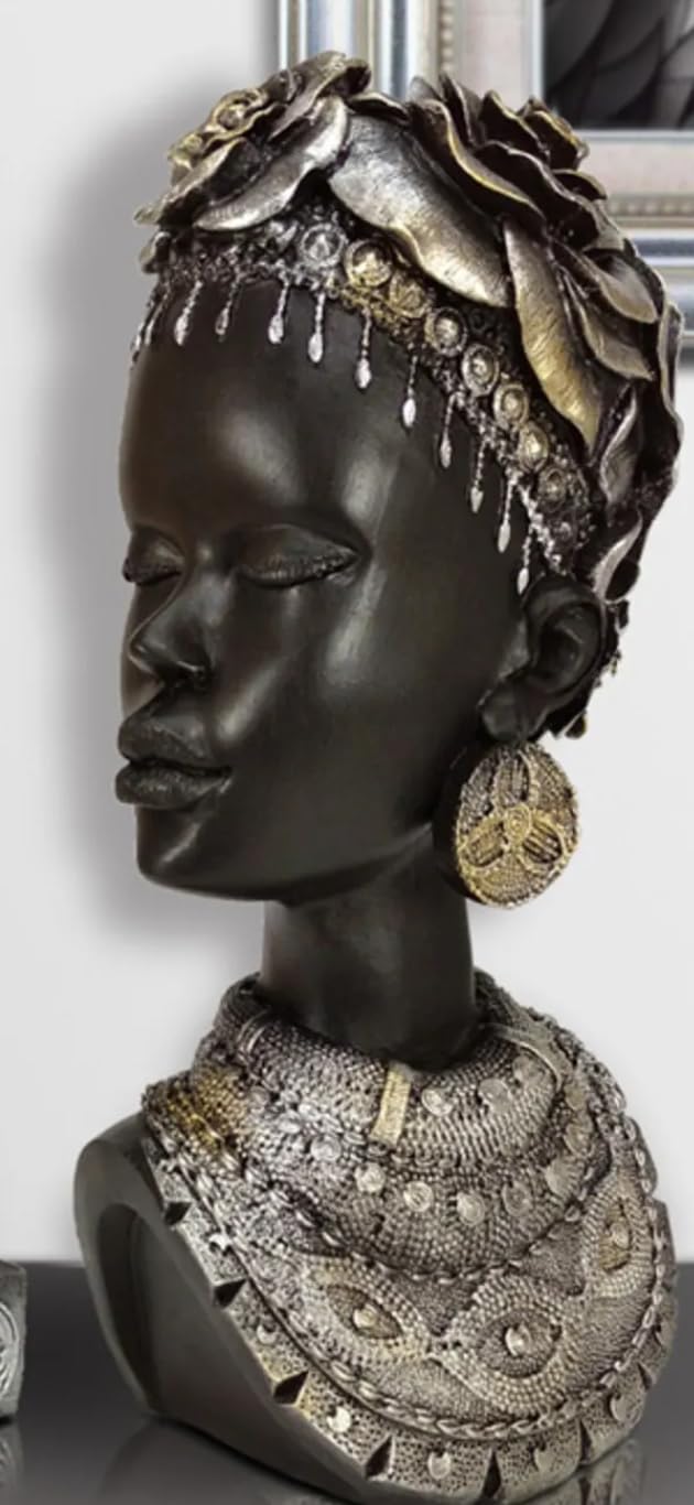 African Woman Bust Statue, Elegant African Lady Sculpture, Ethnic Art Home Decor, African Woman Statue, Tribal Lady Decor, African Art Decor