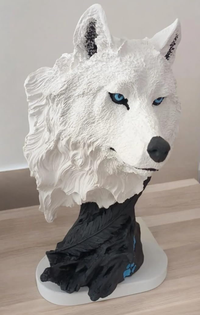 Wolf Head Sculpture, Wolf Lover Gift, Rustic Wolf Home Decor, Wolf Bust, Wildlife Lover Gift, Polyester Wolf Statue, Gothic Wolf Figurine, Wolf Head Statue, Wolf Head Decor