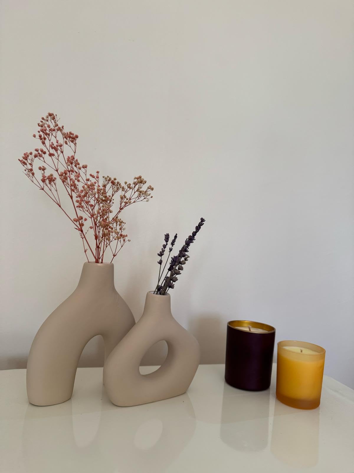 Amorphous Ceramic Vases Set-2, Round Matte Donut Vases, Minimalist Home Decor, Handmade Vase, Decorative Gift, Boho Style Vase, Donut Vase, Round Vase, Amorphous Vase
