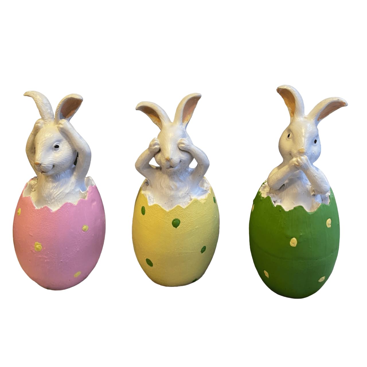 Wise Bunnies Figurines Set Of 3, Easter Bunny Decorations, Rabbit in Egg Figurines, Decorative Bunny Ornaments, Decorative Bunny Figurine, Easter Bunny Figurine, Easter Rabbit Figurine