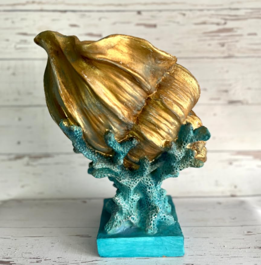 Seashell Vase with Coral Base, Seashell Flower Vase, Seashell Vase, Modern Coastal Shell Vase, Ocean Home Decor, Nautical Decor, Ocean Vase