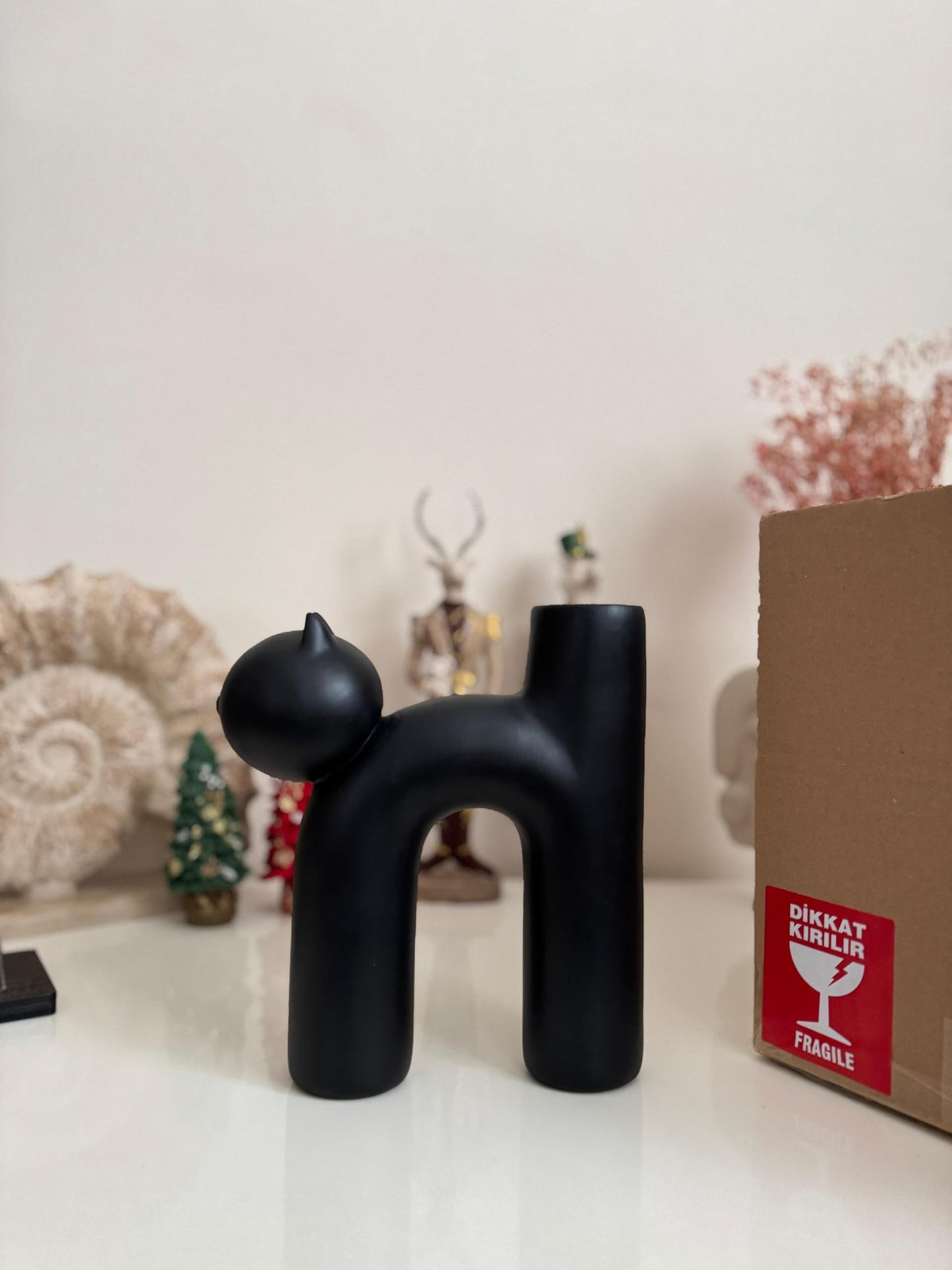 Süße Vase in Katzenform, Katzenvase für Blumen, Keramikvase, nordisches Kunstdekor, Geschenk für Zuhause, Geschenk für Katzenliebhaber, Keramik-Katzenvase, Katzenvase, Katzenförmige Vase, Blumenvase