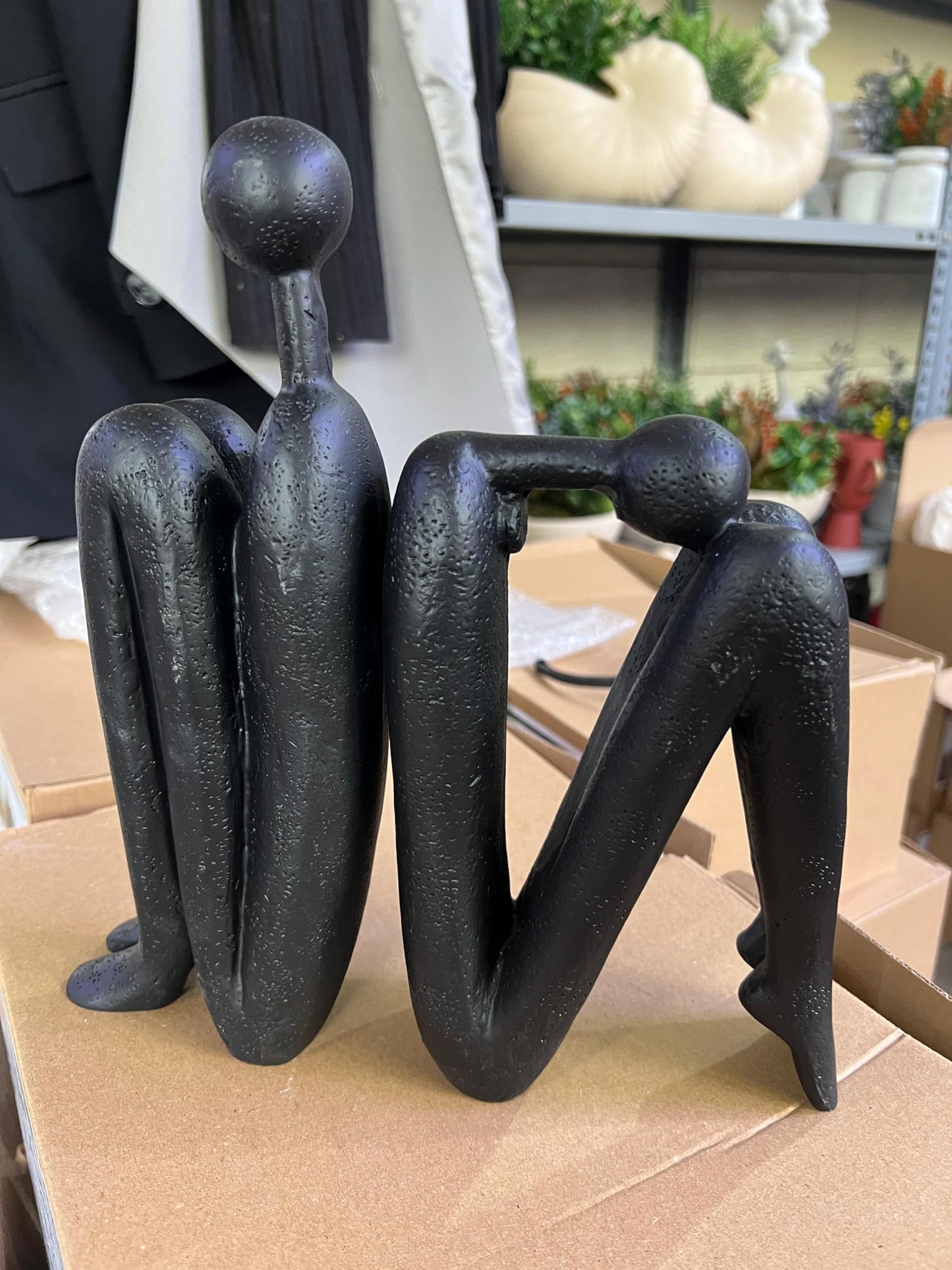 Abstract Bookends Set of 2, Modern Figurines for Shelf or Desk Decor, Abstract Bookends, Modern Bookshelf Decor, Polyester Bookend Set