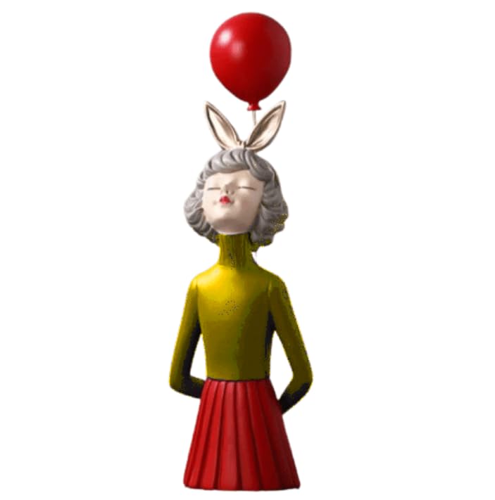 Girl Balloon Statue with Skirt and Bunny Ears, Girl Balloon Statue, Unique Gift Statue, Girl Sculpture Decor, Girl Balloon Sculpture, Girl Balloon Decor, Girl Balloon Objects
