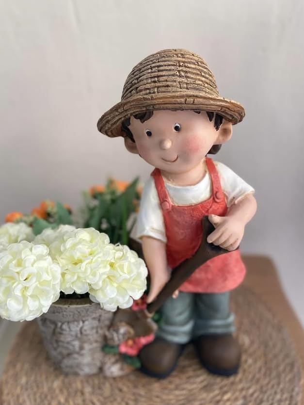 Süße Übertöpfe für Mädchen und Jungen zur Gartendekoration, Gartenstatuen, Polyester-Gartentopf, süße Übertopffigur, Blumentopf für Junge und Mädchen
