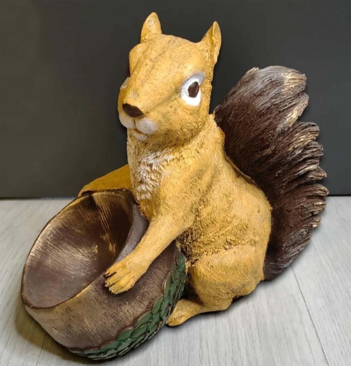 Adorable Squirrel Holding Pot, Polyester Animal Statue, Squirrel Holding Planter, Polyester Squirrel Decor, Rustic Animal Garden Statue, Squirrel Sculpture, Squirrel Planter