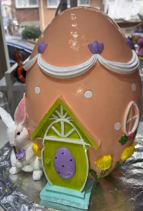 Easter Egg House Decoration, Easter Bunny Figurine, Spring Holiday Decor, Cute Bunny Home Decor, Fairy Garden Easter, Rabbit and Egg Decor, Easter Bunny Decor, Easter Rabbit Decor