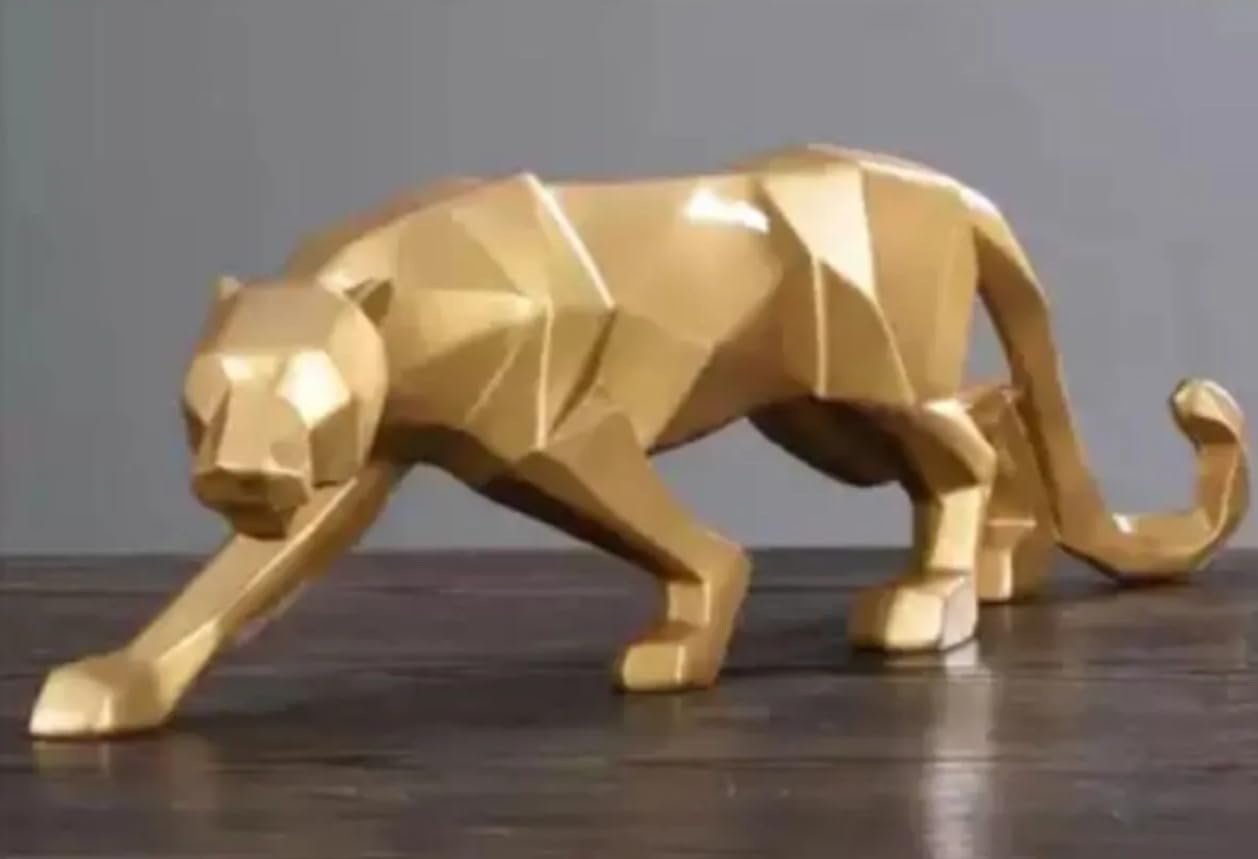 Large Panther Statue, Geometric Animal Figurine, Abstract Panther Sculpture, Panther Decorative Showpiece, Decorative Tabletop Statue
