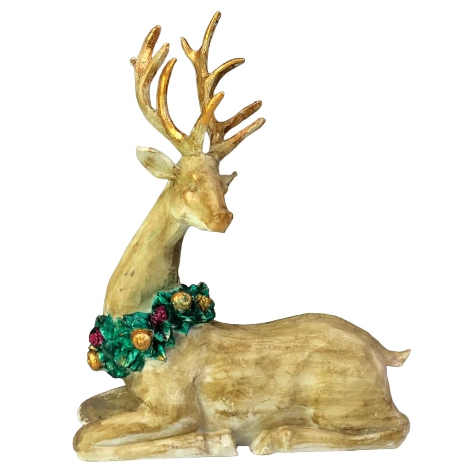 Christmas Deer Figurine, Winter Home Decor, Deer Ornament, Decorative Deer Figurine, Holiday Gift, Christmas Tabletop Decor, Deer Sculpture