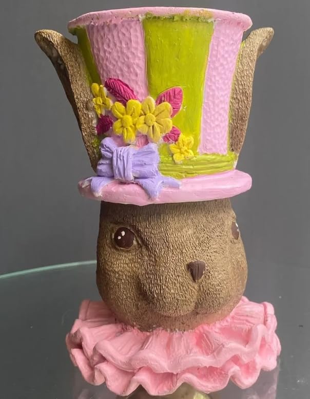 Mini vaso con statua di coniglio, statuina di coniglietto, decorazione di coniglio dipinta a mano, decorazione da tavolo a forma di coniglio pasquale, statuina di coniglietto pasquale, vaso con coniglio