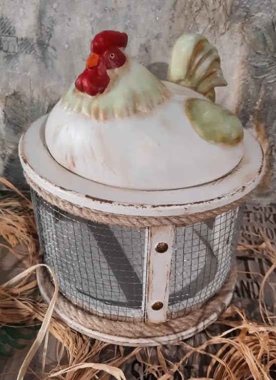 Farmhouse Chicken Egg Basket, Handmade Chicken Egg Holder Cage, Rooster Kitchen Decor, Chicken Wire Egg Storage, Hen Egg Holder