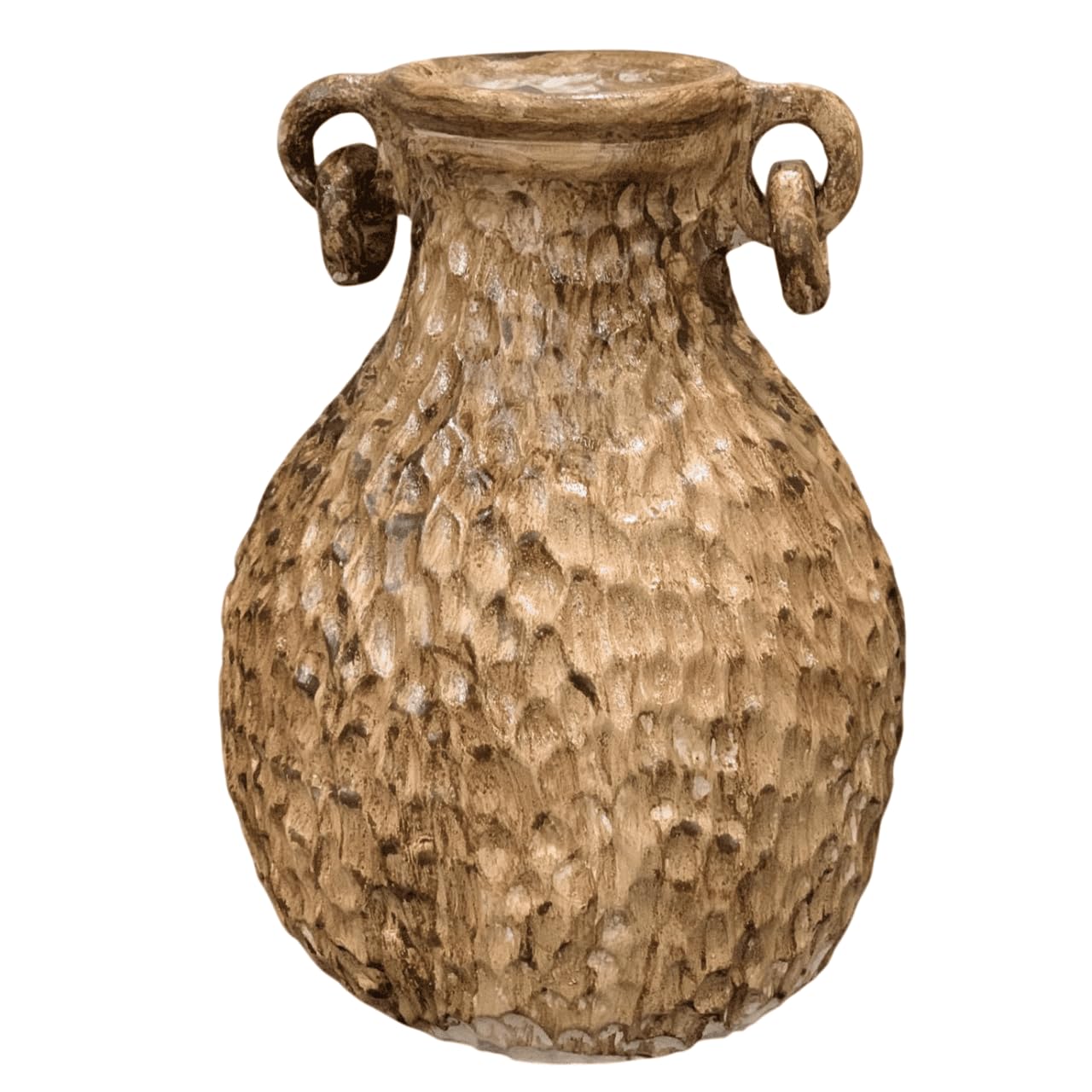 Textured Decorative Vase with Handles, Modern Rustic Vase, Unique Honeycomb Pattern Vase, Honeycomb Pattern Vase, Loop Handle Vase