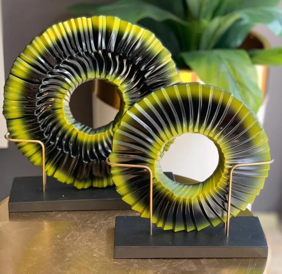 Decorative Disk Object with Stand, Disk Sculpture Set of 2, Modern Art Centerpiece, Abstract Home Decor, Disk Sculpture, Disk Statue, Disk Statue, Disk Figurine