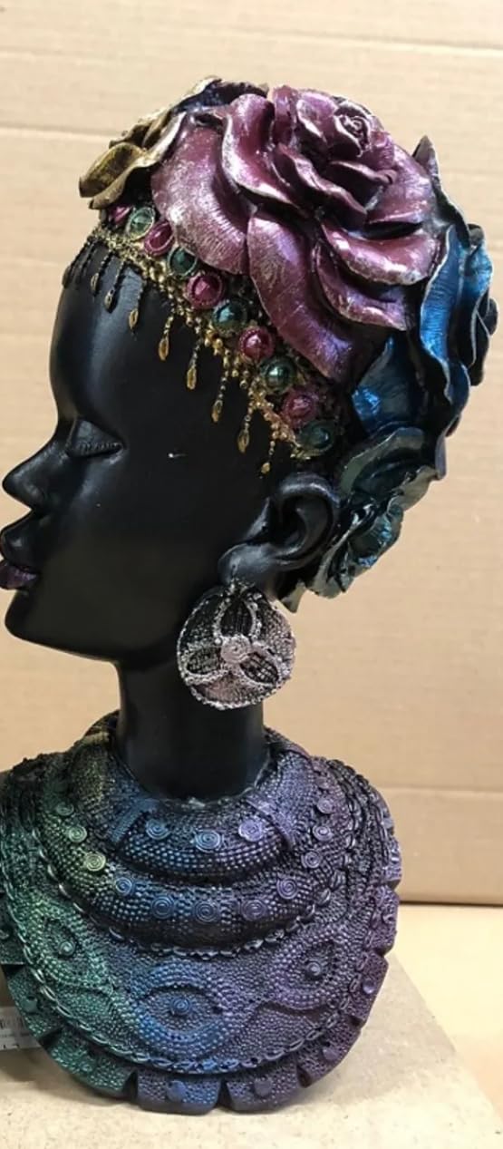African Woman Bust Statue, Elegant African Lady Sculpture, Ethnic Art Home Decor, African Woman Statue, Tribal Lady Decor, African Art Decor