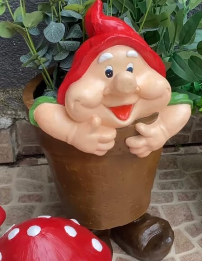 Large Gnome Flower Pot For Garden, Modern Home Garden Plant Pot, Large Polyester Flowerpot, Garden Gnome Decor, Garden Gnome Vase, Gnome Vase, Polyester Flowerpot, Gnome Flowerpot
