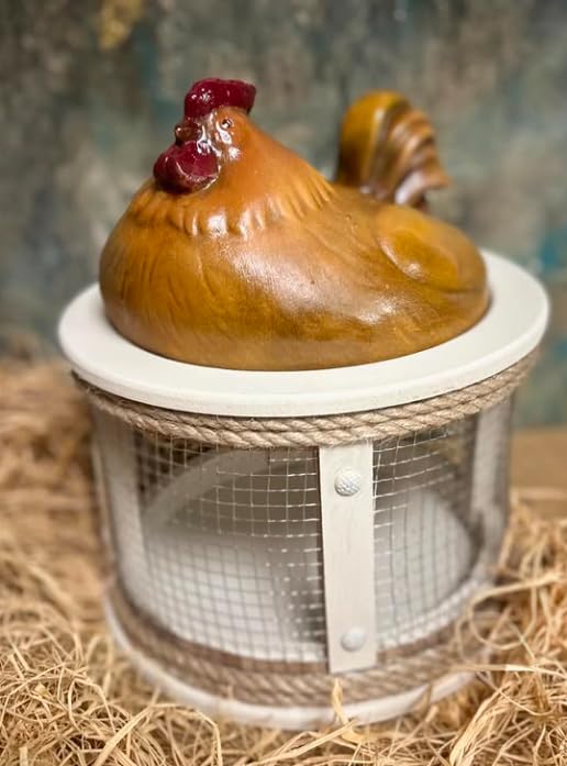 Farmhouse Chicken Egg Basket, Handmade Chicken Egg Holder Cage, Rooster Kitchen Decor, Chicken Wire Egg Storage, Hen Egg Holder