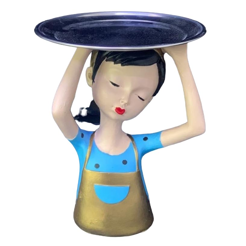 Girl Sculpture With Tray Decor, Handcrafted Girl Holding Tray Figure, Functional Girl Figurine With Tray, Decorative Girl Figurine For Gift, Girl Sculpture, Girl Decor, Girl Statue