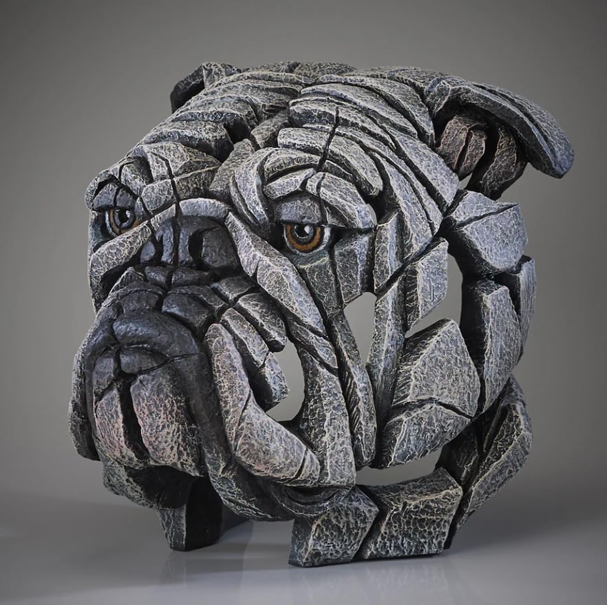 Abstract Bulldog Sculpture, Geometric Bulldog Head Statue, Bulldog Head Sculpture, Polyester Bulldog Wall or Shelf Sculpture, Bulldog Decor