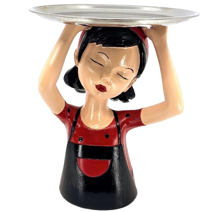 Girl Sculpture With Tray Decor, Handcrafted Girl Holding Tray Figure, Functional Girl Figurine With Tray, Decorative Girl Figurine For Gift, Girl Sculpture, Girl Decor, Girl Statue