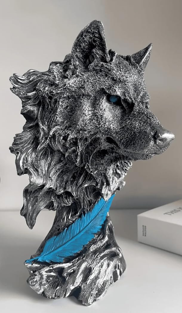 Wolf Head Sculpture, Wolf Lover Gift, Rustic Wolf Home Decor, Wolf Bust, Wildlife Lover Gift, Polyester Wolf Statue, Gothic Wolf Figurine, Wolf Head Statue, Wolf Head Decor