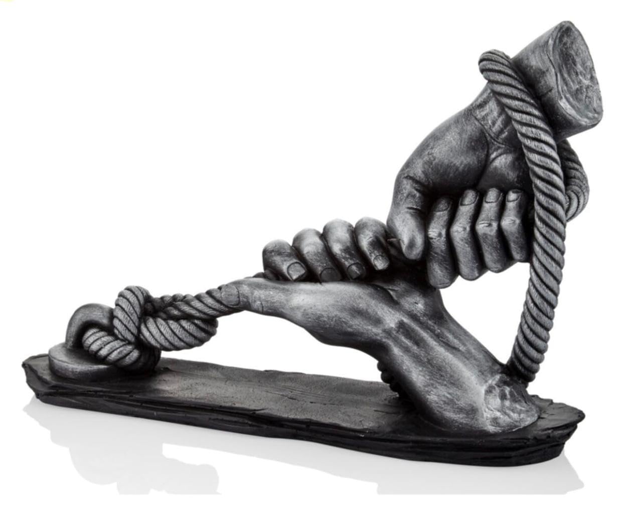Decorative Hand Wrapped In Rope Sculpture, Hands Wrapping a Rope Figurine, Hand Sculpture Decor, Tug of War Figurine, Artistic Rope Statue, Rope Sculpture