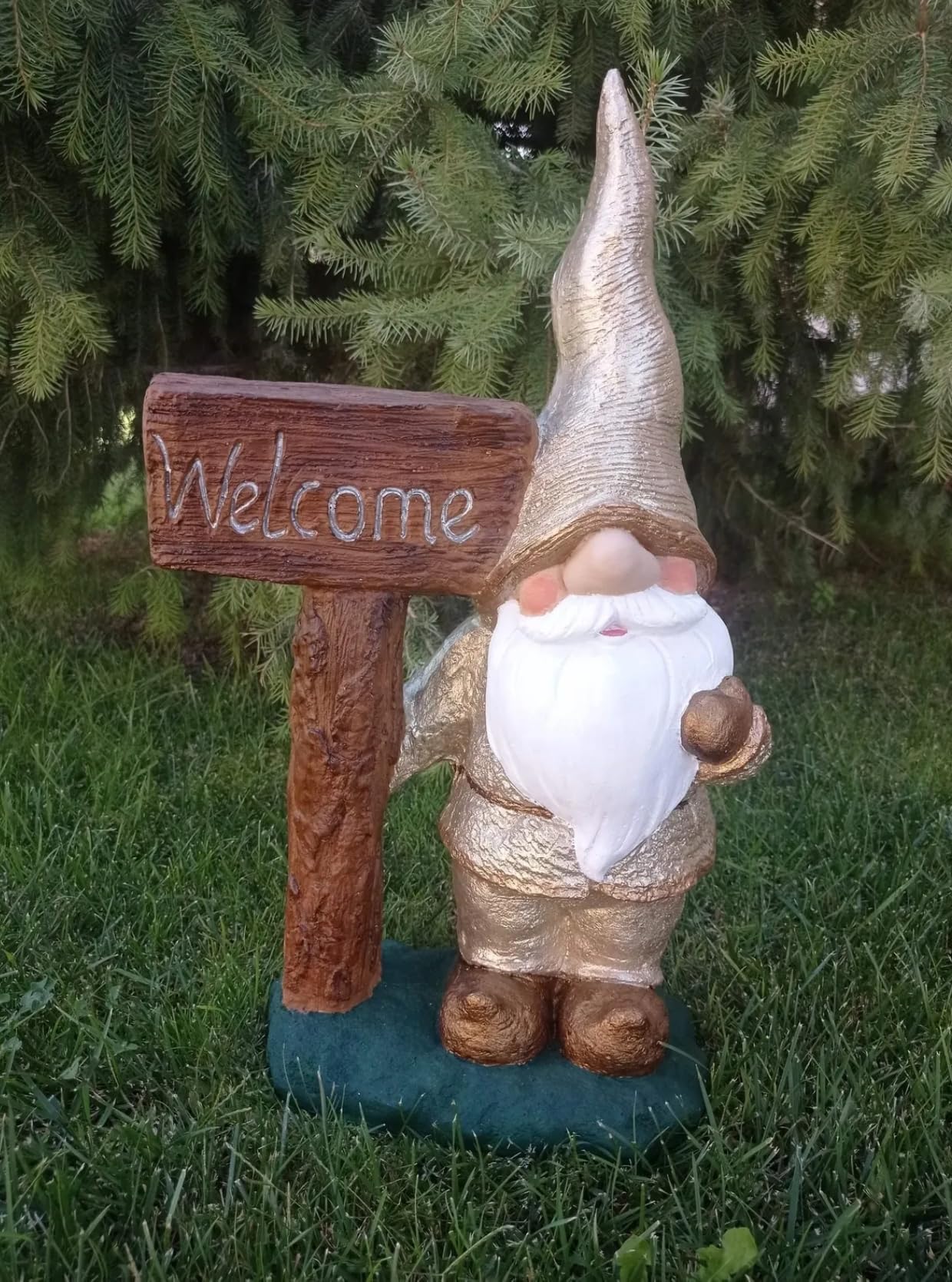 Large Garden Gnome Welcome Sign for Outdoor Decor, Garden Gnome Statue, Welcome Sign Gnome, Porch Welcome Gnome, Cute Gnome Statue