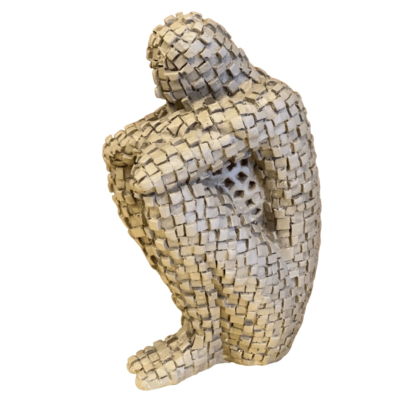 Abstrakte denkende menschliche Figur Skulptur, nordische abstrakte Denkerstatue, gewebte Musterkunststatue, abstrakte menschliche Skulptur, moderne menschliche Figur, menschliches Dekor