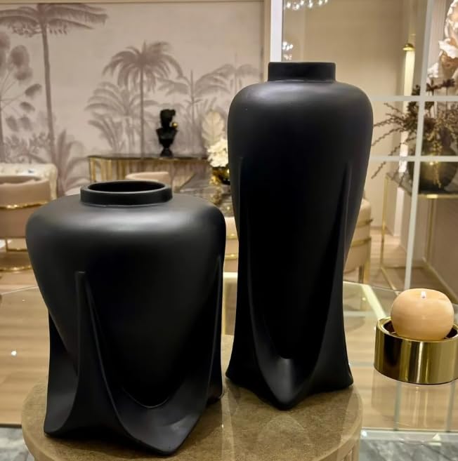 Modern Ceramic Vases Set of 2 or Single Piece, Unique Art Pottery Vase for Table or Shelf Display, Ceramic Modern Vase, Tall Modern Pottery