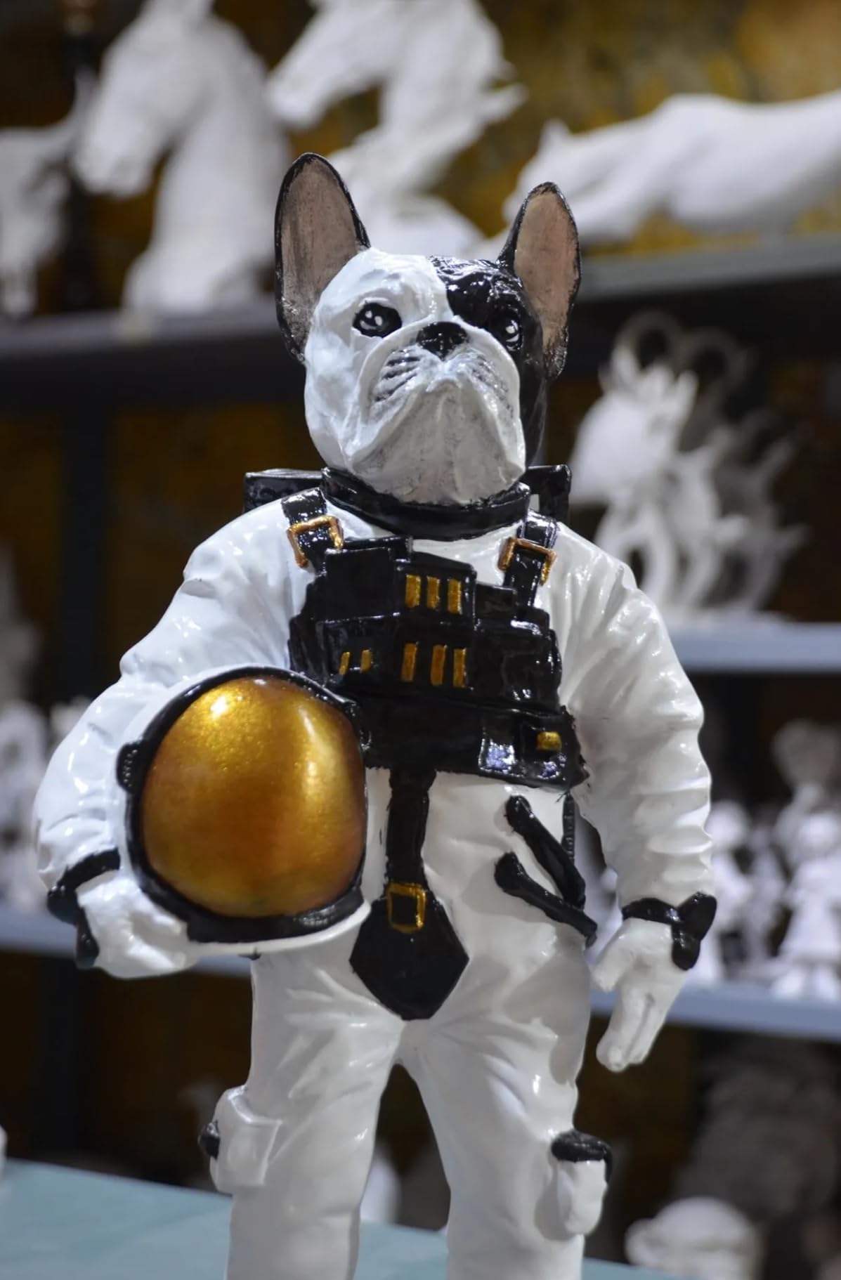 Astronaut BullDog Figurine, Dog In Spacesuit Statue, Space-Themed Bulldog Sculpture, Animal Astronaut Decor, Dog Lover Home Decor