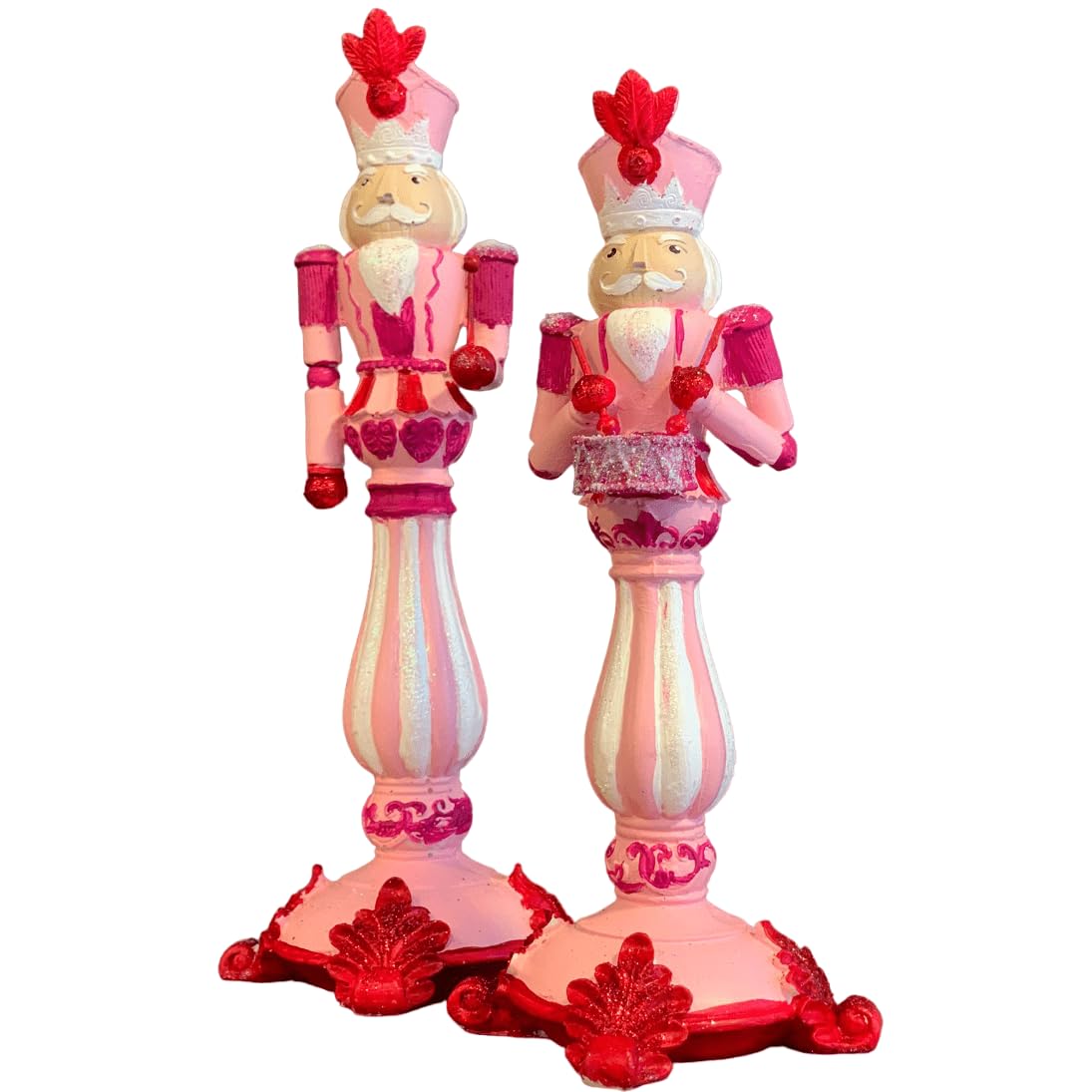 Christmas Nutcracker Candle Holders Set Of 2, Hand-Painted Festive Candle Holders, Nutcracker Figurine Candle Stands, Holiday Tabletop Decor, Nutcracker Candlestick