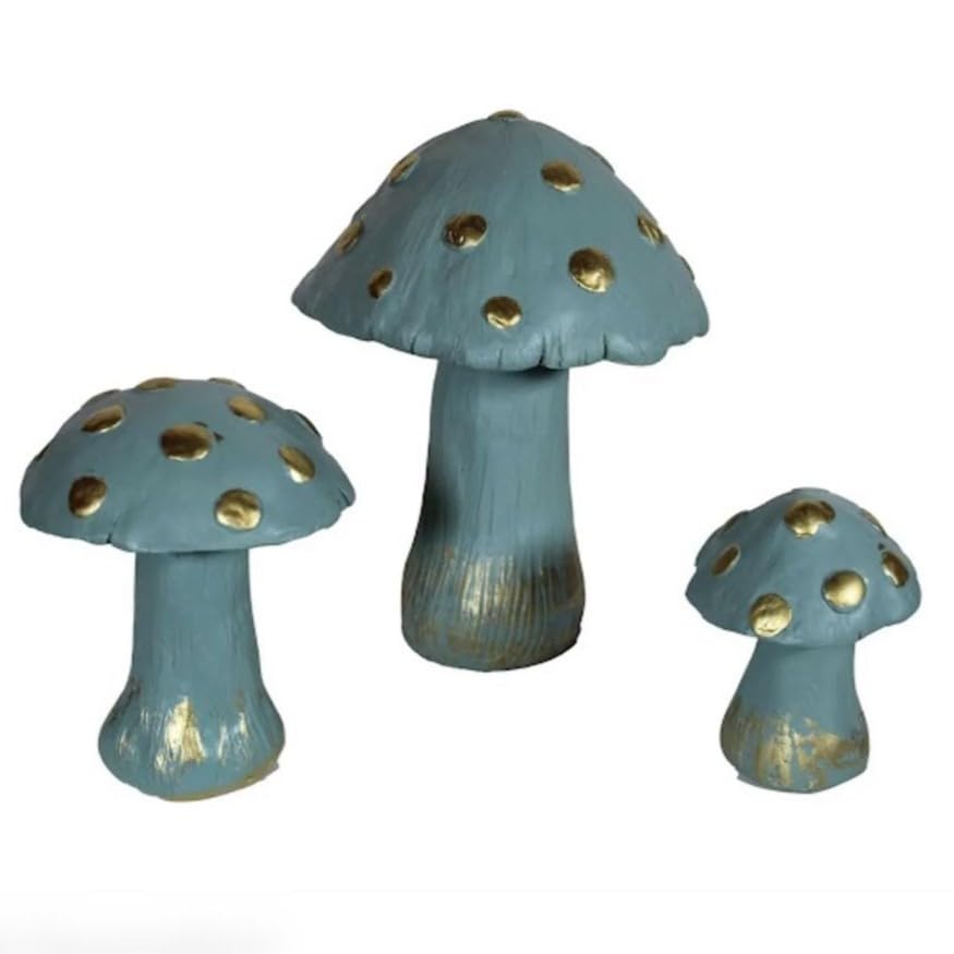 Set of 3 Red Toadstool Mushroom Statues, Mushroom Garden Decor, Toadstool Statue, Mushroom House Decor, Outdoor Mushroom Art, Mushroom Decor