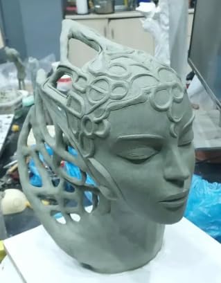 Fantasy Woman Head Sculpture, Modern Ethereal Home Decor Figurine, Gift for Fantasy Lovers, Ethereal Art Statue, Fantasy Head Decor