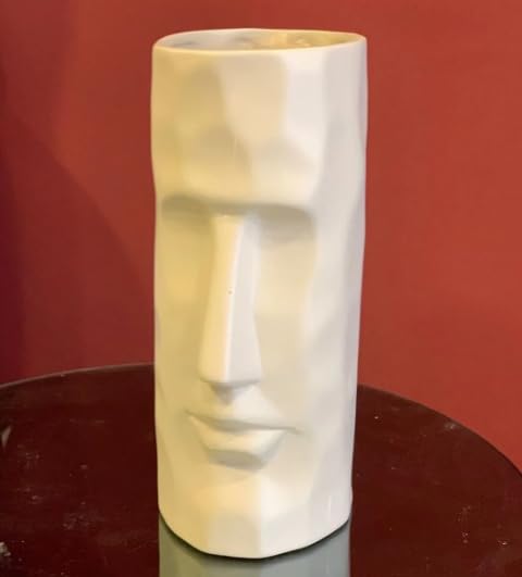 Moai Head Ceramic Vase, Face Ceramic Vase, Moai Head Vase, Face Shape Flowerpot, Polynesian Head Planter, Abstract Sculpture Vase, Face Vase, Moai Vase, Face Flowerpot Vase