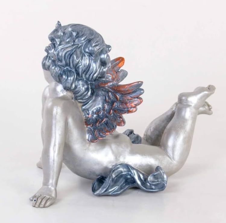 Reclining Angel Statue, Elegant Decorative Cherub Figurine, Reclining Angel Decor, Handmade Reclining Angel Figurine, Elegant Angel Decor, Reclining Angel Sculpture, Reclining Angel Object
