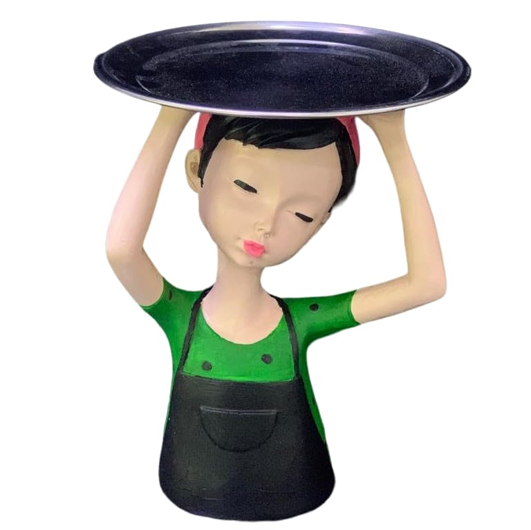 Girl Sculpture With Tray Decor, Handcrafted Girl Holding Tray Figure, Functional Girl Figurine With Tray, Decorative Girl Figurine For Gift, Girl Sculpture, Girl Decor, Girl Statue