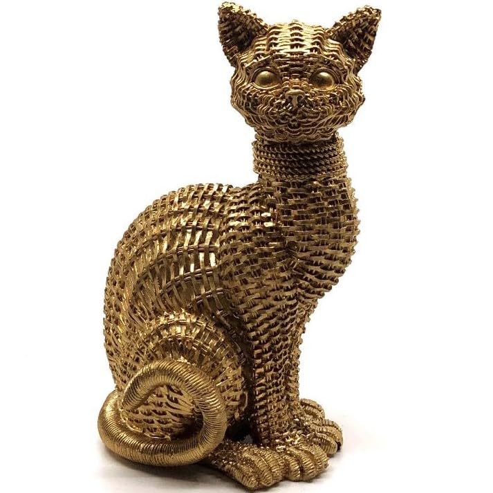 Woven Cat Statue, Handmade Polyester Cat Figurine, Unique Cat Lover Gift, Cat Statue, Woven Cat Sculpture, Cat Lover Home Decor, Cat Decor, Cat Sculpture, Cat Objects