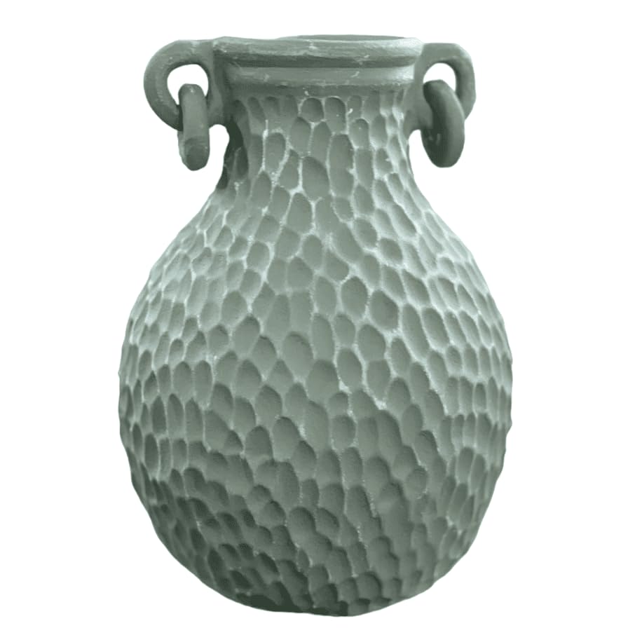 Textured Decorative Vase with Handles, Modern Rustic Vase, Unique Honeycomb Pattern Vase, Honeycomb Pattern Vase, Loop Handle Vase