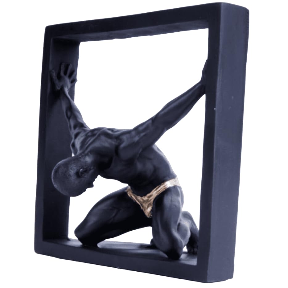 Abstract Man Holding Frame Sculpture, Framed Male Figure Statue, Modern Minimalist Human Sculpture, Abstract Human Sculpture, Human Statue