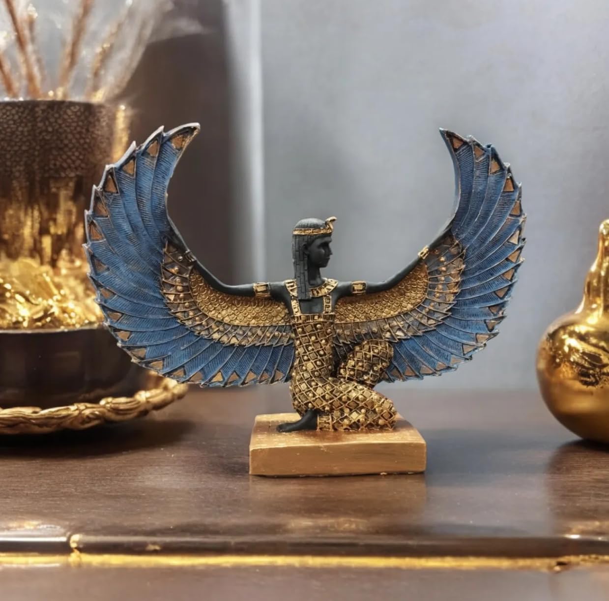Egyptian Maat Statue with Open Wings, Ancient Egypt Maat Sculpture, Egyptian Winged Maat Figurine, Egyptian Mythology Statue of Maat, Maat Sculpture, Maat Statue, Maat Decor