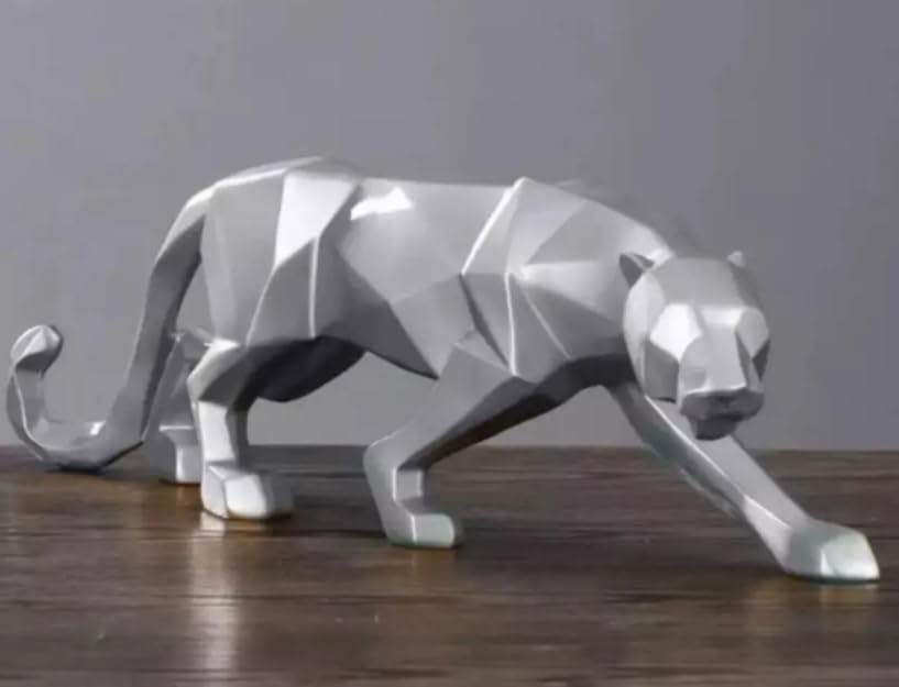 Large Panther Statue, Geometric Animal Figurine, Abstract Panther Sculpture, Panther Decorative Showpiece, Decorative Tabletop Statue