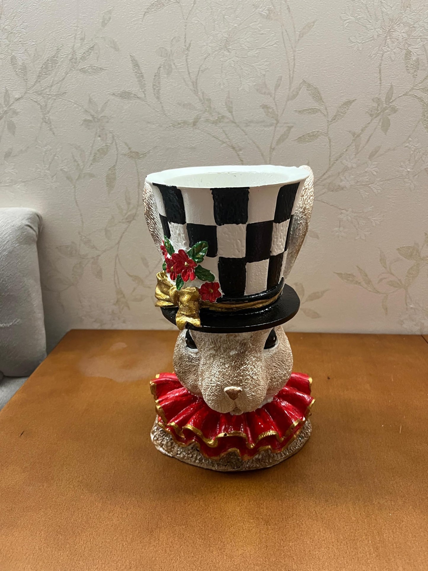 Große Hasenstatue Vase, Hasenfigur, handbemaltes Hasendekor, Osterhasen Tischdekoration, Osterhasen Figur, Hasenvase