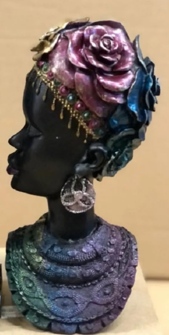 African Woman Bust Statue, Elegant African Lady Sculpture, Ethnic Art Home Decor, African Woman Statue, Tribal Lady Decor, African Art Decor