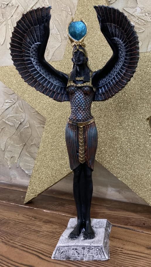 Egyptian Isis Open Wings Statue, Egyptian Isis Statue with Wings, Isis Statue with Open Wings, Polyester Isis Statue