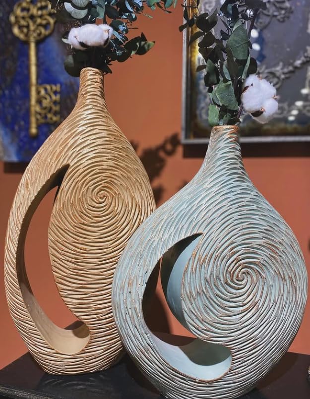 Modern Polyester Decorative Vase, Contemporary Art Vase, Large Table Vase, Modern Polyester Vase, Textured Polyester Vase, Polyester Vase, Polyester Decorative Vase