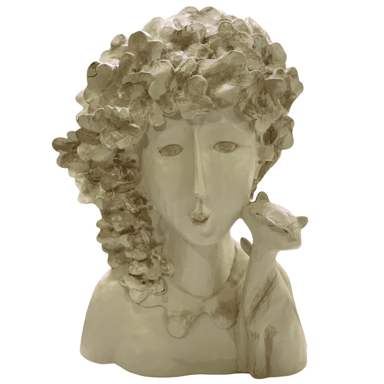 Whimsical Woman and Cat Head Sculpture, Woman Cat Sculpture, Artistic Face Figurine, Handmade Woman Bust, Girl Cat Statue, Quirky Decor Bust