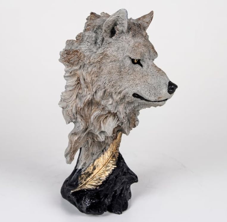Wolf Head Sculpture, Wolf Lover Gift, Rustic Wolf Home Decor, Wolf Bust, Wildlife Lover Gift, Polyester Wolf Statue, Gothic Wolf Figurine, Wolf Head Statue, Wolf Head Decor