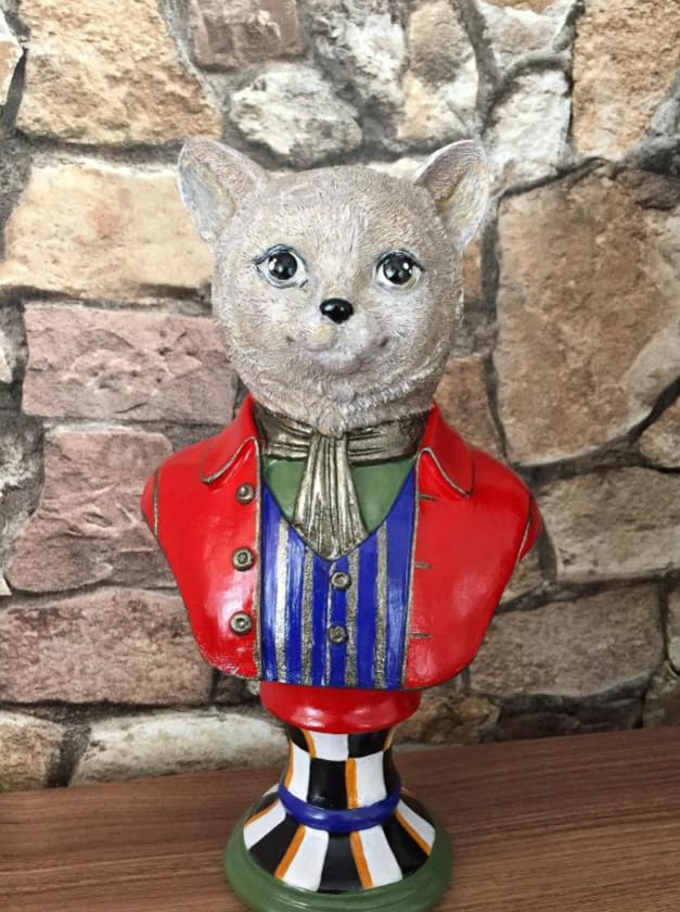 Tuxedo Katzenbüste Statue, Elegante Katzenskulptur, Elegante Katzenfigur mit Tuxedo, Gentleman Katzenbüste Statue, Tuxedo Katzenstatue, Katzenskulptur